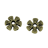 Alloy Spacer Beads, Flower, Antique Bronze, 8x2mm, Hole: 1.6mm(PALLOY-R00742-AB-NR)