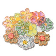 Transparent Acrylic Pendants, Flower, Mixed Color, 33~35x30~34x2~2.5mm, Hole: 1.5~1.6mm(X-OACR-E035-02)