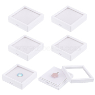 Square Plastic Loose Diamond Storage Boxes, Gemstone Display Case with Clear Window and Sponge inside, White, 6.9x6.9x2cm, Inner Diameter: 58x58mm(CON-WH0095-50A)