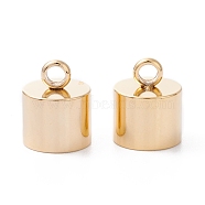 201 Stainless Steel Cord Ends, End Caps, Column, Real 24K Gold Plated, 13x9mm, Hole: 2.5mm, Inner Diameter: 8mm(STAS-H410-20G-C)