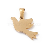 Vacuum Plating 304 Stainless Steel Pendants, Laser Cut, Pigeon Charms, Golden, 16.5x12.5x1mm, Hole: 2x4.5mm(STAS-G284-17G)