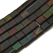 Electroplated Non-magnetic Synthetic Hematite Beads Strands, Square, Matte Style, 2-Hole, Colorful, 6x6x3mm, Hole: 1.2mm, about 69pcs/strand, 15.55 inch(39.5cm)(G-C106-A01-06)