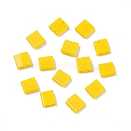 2-Hole Baking Paint Glass Seed Beads, Rectangle, Yellow, 5x4.5~5.5x2~2.5mm, Hole: 0.5~0.8mm(SEED-S023-17C-06)