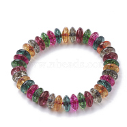 Synthetic Quartz Stretch Bracelets, Dyed, Abacus Shape, Colorful, 2 inch(50~52mm), 8~8.5mm(G-S285-17-1)