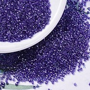MIYUKI Delica Beads, Cylinder, Japanese Seed Beads, 11/0, (DB0284) Sparkling Purple Lined Aqua Luster, 1.3x1.6mm, Hole: 0.8mm, about 2000pcs/10g(X-SEED-J020-DB0284)