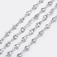 304 Stainless Steel Chains, Heart Link Chains, Soldered, Stainless Steel Color, 8.5x4x1.5mm(STAS-P197-041P)