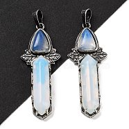 Opalite Sword Big Pendants, Rack Plating Antique Silver Plated Brass Charms, Cadmium Free & Lead Free, 51x20x9mm, Hole: 6.5x5mm(G-Q163-08AS-05)