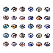 34Pcs 17 Colors Handmade Polymer Clay European Beads, Large Hole Beads, Rondelle, Mixed Color, 13~16x8~11mm, Hole: 4.5~5mm, 2pcs/color(CLAY-SZ0001-52)