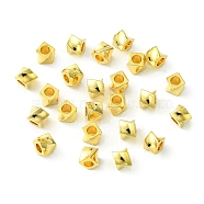 Brass Beads, Square, Real 18K Gold Plated, 3x4x4mm, Hole: 1.8mm(KK-D092-07G)