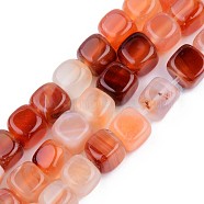Natural Carnelian Beads Strands, Dyed, Square, Light Salmon, 7x7x7mm, Hole: 1mm, about 30pcs/strand, 14.17 inch(36cm)(G-S359-134B)