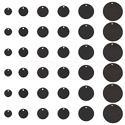 Elite 36Pcs 6 Style 304 Stainless Steel Pendants, Blank Stamping Tag, Flat Round, Electrophoresis Black, 8~25x1mm, Hole: 1.2~1.5mm, 6pcs/style(STAS-PH0004-48)