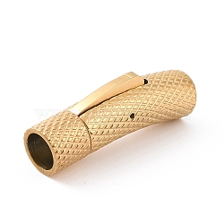 Ion Plating(IP) 304 Stainless Steel Bayonet Clasps, Curved Column, Real 18K Gold Plated, 30x10.5x8mm, Hole: 6mm(STAS-B017-05G)