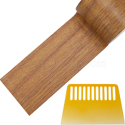 1 Roll Non-woven Fabrics Imitation Wood Grain Adhesive Tape, Oakwood Grain Repair Tape Patch, Flat, 1Pc PP Plastic Putty Knife, Peru, 57mm, about 4.57m/roll(DIY-GF0008-77A)