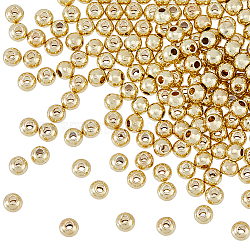 200Pcs Alloy Beads, Round, Light Gold, 4x3.5mm, Hole: 1.4mm(FIND-HY0001-68)