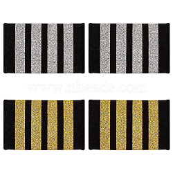 4 Pairs 2 Colors Stripe Pattern Polyester Epaulettes, Shoulder Badge, Mixed Color, 81x51x6mm, Inner Diameter: 35mm, 2 pairs/color(FIND-GA0003-48)