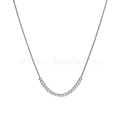 Non-Tarnish Stainless Steel Round Beaded Pendant Necklaces for Women, Stainless Steel Color, 16.54 inch(42cm)(QC8128-2)