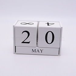 Calendar Block, Natural Wooden Perpetual Desk Calendar, Home and Office Decorations, Rectangle, White, 155x70x97.5mm(AJEW-WH0155-11)