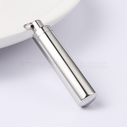304 Stainless Steel Openable Pendants, Column, Stainless Steel Color, 37x9mm, Hole: 6mm(X-STAS-M273-06P)