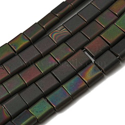 Electroplated Non-magnetic Synthetic Hematite Beads Strands, Square, Matte Style, 2-Hole, Colorful, 6x6x3mm, Hole: 1.2mm, about 69pcs/strand, 15.55 inch(39.5cm)(G-C106-A01-06)