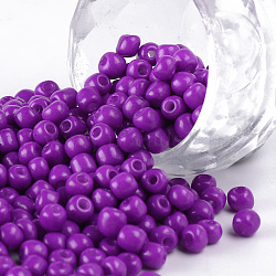 Baking Paint Glass Seed Beads, Medium Orchid, 6/0, 4~5x3~4mm, Hole: 1~2mm, about 4500pcs/bag(SEED-S003-K13)
