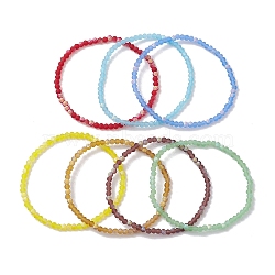 7Pcs 7 Styles Faceted Frosted Glass Beaded Stretch Bracelets for Women, Mixed Color, Inner Diameter: 2-1/8 ~ 2-3/8 inch(5.3~5.9cm), 1pc/color(BJEW-JB10187)