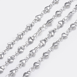 Tarnish Resistant 304 Stainless Steel Chains, Heart Link Chains, Soldered, Stainless Steel Color, 8.5x4x1.5mm(STAS-P197-041P)