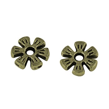 Alloy Spacer Beads, Flower, Antique Bronze, 8x2mm, Hole: 1.6mm