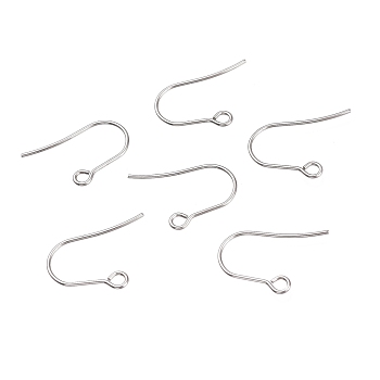 304 Stainless Steel Earring Hooks, Ear Wire, with Horizontal Loop, Stainless Steel Color, 12x19x0.8mm, Hole: 1.8mm, 20 Gauge, Pin: 0.8mm