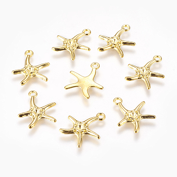 Starfish/Sea Stars Alloy Pendant Rhinestone Settings, Lead Free and Cadmium Free, Golden, about 22mm long, 19.5mm wide, 2mm thick, hole: 2mm