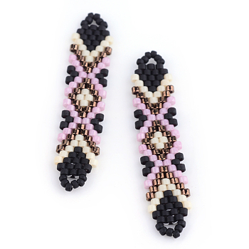 MIYUKI & TOHO Japanese Seed Beads, Handmade Links, Loom Pattern, Medium Purple, 41~41.5x9x2mm, Hole: 1mm