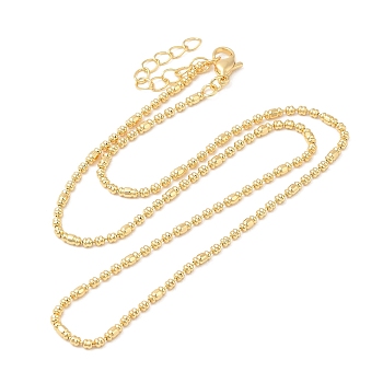 Rack Plating Brass Column Ball Chain Necklace for Women, Lead Free & Cadmium Free, Real 18K Gold Plated, 17.87 inch(45.4cm)
