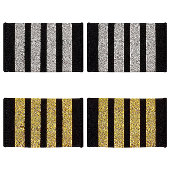 4 Pairs 2 Colors Stripe Pattern Polyester Epaulettes, Shoulder Badge, Mixed Color, 81x51x6mm, Inner Diameter: 35mm, 2 pairs/color