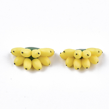Handmade Polymer Clay Beads, No Hole, Banana, Yellow, 10x16.5x8mm