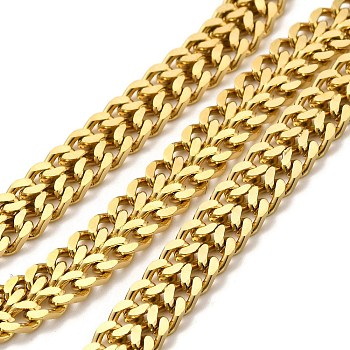 Ion Plating(IP) 304 Stainless Steel Curb Chains, Unwelded, with Spool, Golden, 6x5x1.5mm