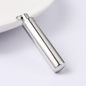 304 Stainless Steel Openable Pendants, Column, Stainless Steel Color, 37x9mm, Hole: 6mm