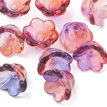 Transparent Glass Beads, Flower, Orchid, 11~12x7.5~8mm, Hole: 1.4mm