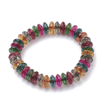 Synthetic Quartz Stretch Bracelets, Dyed, Abacus Shape, Colorful, 2 inch(50~52mm), 8~8.5mm