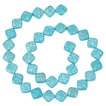 1Strand Dyed Natural Howlite Beads Strands, Rhombus, 11x11x5mm, about 34pcs/strand, 15.55 inch(39.5cm)