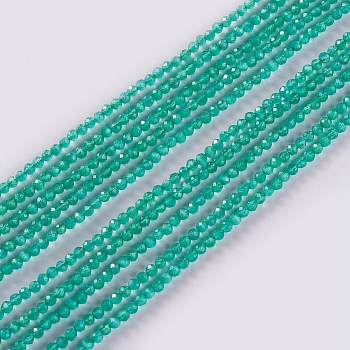 Glass Beads Strands, Faceted, Round, Light Sea Green, 2x2mm, Hole: 0.4mm, about 193~197pcs/strand, 14.17 inch~15.51 inch(36~39.4cm)
