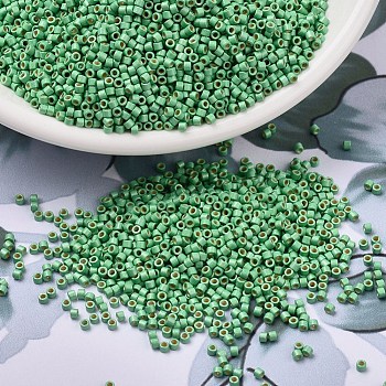 MIYUKI Delica Beads, Cylinder, Japanese Seed Beads, 11/0, (DB1844F) Duracoat Galvanized Matte Dark Mint Green, 1.3x1.6mm, Hole: 0.8mm, about 20000pcs/bag, 100g/bag