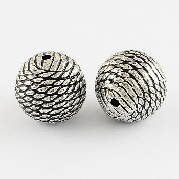 Round Antique Acrylic Beads, Antique Silver Plated, 20mm, Hole: 2mm