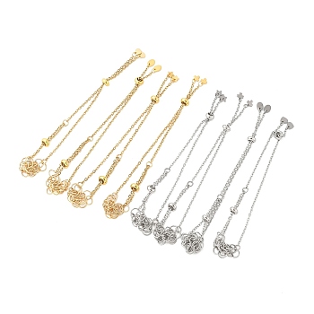 Elite 8Pcs 2 Style Adjustable 304 Stainless Steel Slider Bracelet Making, Macrame Pouch Bracelet Making for Stone Holder, with 201 Stainless Steel Chain Tabs, Golden & Stainless Steel Color, Inner Diameter: 3/4~2-7/8  inch(1.8~7.2cm), 4Pcs/style