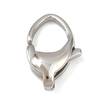 316 Stainless Steel Lobster Claw Clasps, Stainless Steel Color, 16.5x11x5mm, Hole: 1.5mm