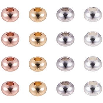 Brass Spacer Beads, Lead Free & Cadmium Free, Rondelle, Mixed Color, 6x4mm, Hole: 2mm, about  20pcs/color, 80pcs/set
