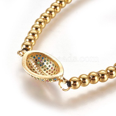 Bracelets de perles réglables en laiton zircon cubique micro pavé(BJEW-L652-13G)-3