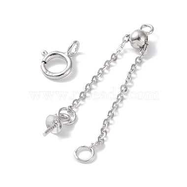 Rhodium Plated 925 Sterling Silver Ends with Chains(STER-P050-03P)-2