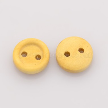 2-Hole Garment Accessories Tiny Flat Round Wooden Sewing Buttons(BUTT-M001-03)-2