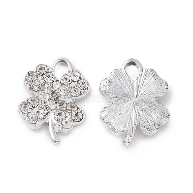 Platinum Clover Acrylic+Rhinestone Pendants