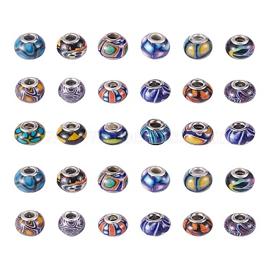 Mixed Color Rondelle Polymer Clay European Beads