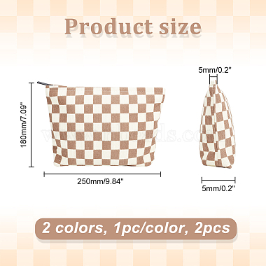 2Pcs 2 Colors Tartan Pattern Portable Corduroy Makeup Storage Bag(ABAG-HY0001-10)-2